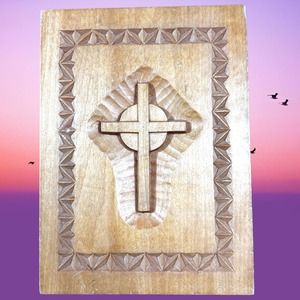 Handmade Wooden Cross Plaque Home Decor Christian Wall Art Solid Wood 6.5 x 4.75
